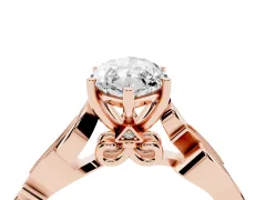 Marquise Cut Diamond Vine Band Solitaire Ring Set in Rose gold with Milgrain Prong Setting