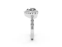 Fancy Black Heart Cut Diamond Halo Ring Set in Platinum with Pavé Shank and Prong Setting