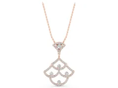 Pavé Round Diamond Fan Pendant Set in Rose gold with Prong Setting