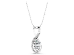 Pavé Pear Pendant Set in Silver with Prong Setting and Infinity Loop