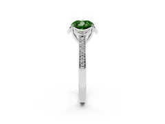 Fancy Green Cushion Cut Diamond Halo Ring Set in Platinum with Channel Set Band and Prong Setting