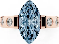 Fancy Blue Marquise Cut Diamond Channel-Set Band Ring Set in Rose gold with Bezel Prong Setting