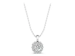 Cushion Halo Diamond Pendant Set in Silver with Four-Prong Cushion Center