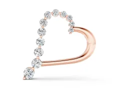 Round Diamond Heart Pendant Set in Rose gold with Delicate Prong-Set Outline