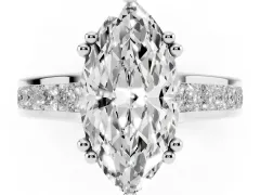 Marquise Cut Diamond Channel Set Solitaire Engagement Ring Set in White gold with Prong Setting