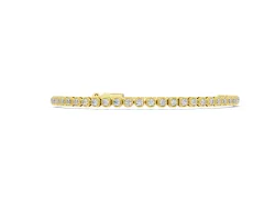 Round Diamond Bezel-Set Tennis Bracelet Set in Yellow gold with Adjustable Box Chain
