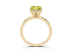 Fancy Yellow Princess Cut Diamond Solitaire Ring Set in Yellow gold with Plain Band and Prong Setting