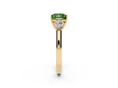 Fancy Green Princess Cut Diamond Five-Stone Prong Set Band Ring Set in Yellow gold with Polished Band