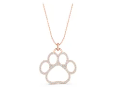 Pavé Round Diamond Paw Pendant Set in Rose gold with Prong Setting
