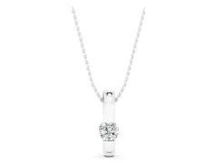 Round Diamond Pendant Set in Silver with Bezel Setting
