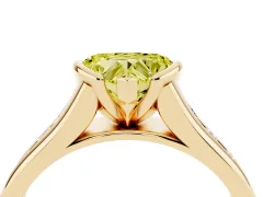 Fancy Yellow Heart Cut Diamond Bezel-Set Solitaire Ring Set in Yellow gold with Channel-Set Band