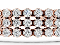Round Diamond Three-Row Tennis Bracelet Set in Rose gold with Bezel Setting