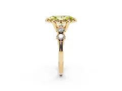 Fancy Yellow Marquise Cut Diamond Floral Halo Ring Set in Yellow gold with Shared Prong Band