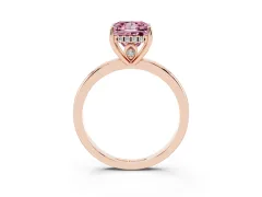 Fancy Pink Princess Cut Diamond Solitaire Ring Set in Rose gold with Plain Band and Prong Setting