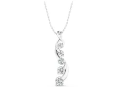 Round Diamond Twist Pendant Set in Silver with Five Prong-Set Stones