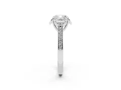 Cushion Cut Diamond Halo Ring Set in Platinum with Channel Set Band and Prong Setting
