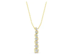 Round Diamond S-Curve Pendant Set in Yellow gold with Graduated Prong Setting
