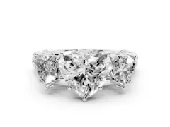 Heart Cut Diamond Three-Stone Ring Set in White gold with Braided Band