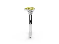 Fancy Yellow Pear Cut Diamond Five-Stone Prong Set Band Ring Set in Silver with Polished Band