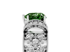 Fancy Green Heart Cut Diamond Milgrain Halo Pavé Engagement Ring Set in Platinum with Prong Setting
