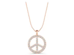 Round Brilliant Pavé-Set Diamond Peace Pendant Set in Rose gold with Prong Setting