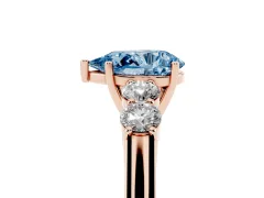 Fancy Blue Pear Cut Diamond Five-Stone Prong Set Band Ring Set in Rose gold with Polished Band