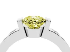 Fancy Yellow Oval Cut Diamond Channel-Set Band Ring Set in Platinum with Bezel Prong Setting