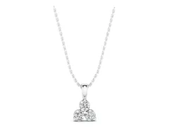 Triangular Cluster Round Diamond Pendant Set in Silver with Prong Setting