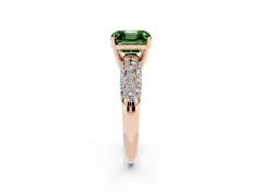 Fancy Green Asscher Cut Diamond Pavé Band Solitaire Ring Set in Rose gold with Close-Set Accent Stones and Prong Setting