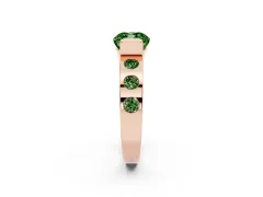 Fancy Green Cushion Cut Diamond Channel-Set Band Ring Set in Rose gold with Bezel Prong Setting