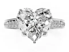 Heart Cut Diamond Solitaire Pavé Engagement Ring Set in White gold with Prong Setting