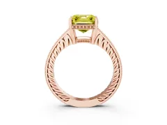 Fancy Yellow Asscher Cut Diamond Solitaire Pavé Milgrain Engagement Ring Set in Rose gold with Prong Setting