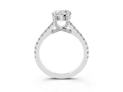 Heart Cut Diamond Solitaire Ring Set in Silver with Brilliant Pavé Band and Prong Setting