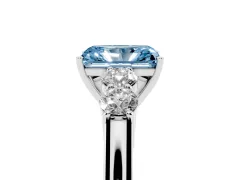Fancy Blue Radiant Cut Diamond Five-Stone Prong Set Band Ring Set in White gold with Polished Band
