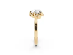 Heart Cut Diamond Round Cluster Halo Ring Set in Yellow gold with Solitaire Band and Prong Setting