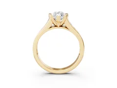 Marquise Cut Diamond Bezel-Set Solitaire Ring Set in Yellow gold with Channel-Set Band