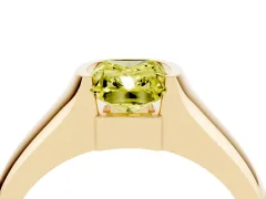 Fancy Yellow Radiant Cut Diamond Bezel Solitaire Ring Set in Yellow gold with Wide Band