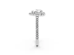 Heart Cut Diamond Pavé Halo Ring Set in Silver with Prong Setting
