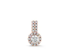 Round Halo Diamond Pendant Set in Rose gold with Double Prong Center