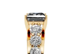 Fancy Black Princess Cut Diamond Pavé Engagement Ring Set in Yellow gold with Prong Setting