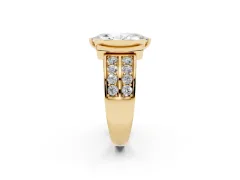 Marquise Cut Diamond Wide Channel Set Band Ring Set in Yellow gold with Bezel Setting