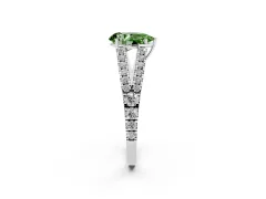 Fancy Green Pear Cut Diamond Split Shank Pavé Engagement Ring Set in Platinum with Prong-Held Center Stone