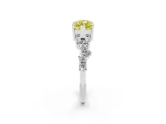 Fancy Yellow Marquise Cut Diamond Ring Set in Silver with Scattered Round Accents