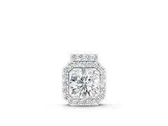 Round Diamond Halo Pendant Set in White gold with Prong-Set Center and Halo
