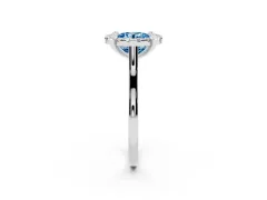 Fancy Blue Round Cut Diamond Cluster Halo Solitaire Ring Set in Platinum with Prong Setting