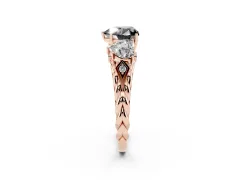 Fancy Black Heart Cut Diamond Three-Stone Ring Set in Rose gold with Braided Band