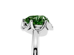 Fancy Green Heart Cut Diamond Round Cluster Halo Ring Set in Platinum with Solitaire Band and Prong Setting