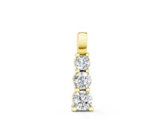 Round Diamond Vertical Pendant Set in Yellow gold with Stacked Prong-Set Stones