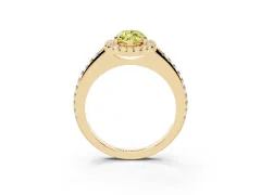 Fancy Yellow Marquise Cut Diamond Pavé Halo Ring Set in Yellow gold with Prong Setting