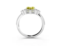 Fancy Yellow Asscher Cut Diamond Cluster Ring Set in Silver with Beaded Band